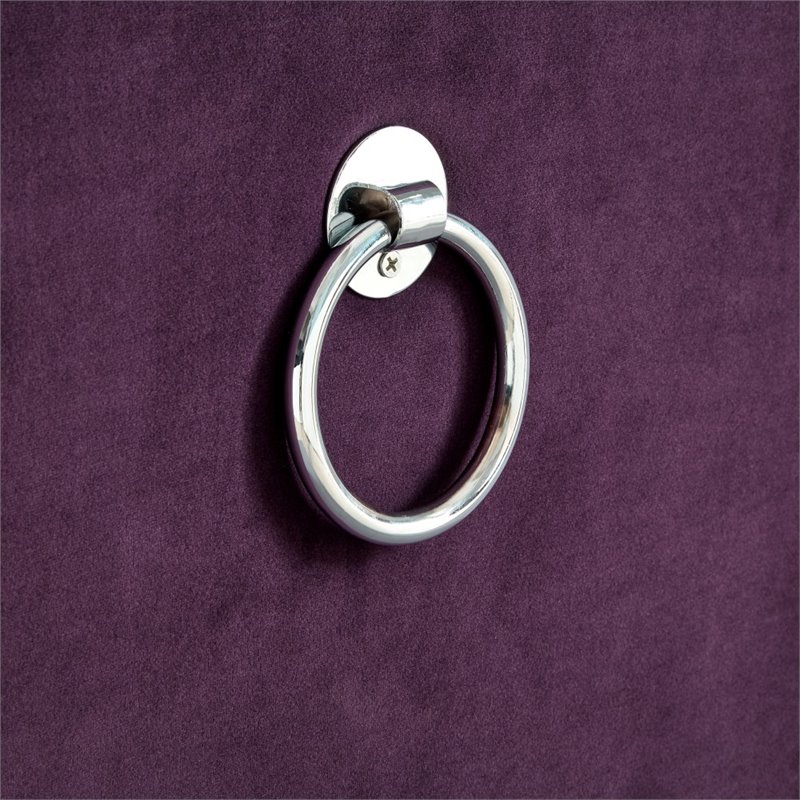 Maklaine Modern Velvet 1Pc Storage Ottoman in Purple/Chrome Finish