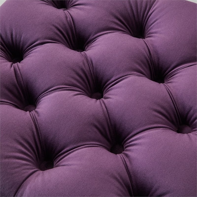 Maklaine Modern Velvet 1Pc Storage Ottoman in Purple/Chrome Finish