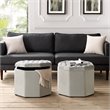 Maklaine Button Tufted Velvet Storage Ottoman in Gray Finish