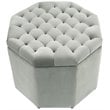Maklaine Button Tufted Velvet Storage Ottoman in Gray Finish