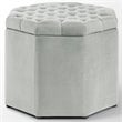 Maklaine Button Tufted Velvet Storage Ottoman in Gray Finish