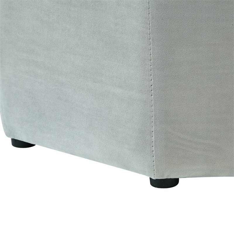 Maklaine Button Tufted Velvet Storage Ottoman in Gray Finish