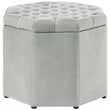 Maklaine Button Tufted Velvet Storage Ottoman in Gray Finish