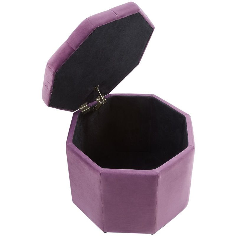 Maklaine Button Tufted Velvet Storage Ottoman in Mauve Finish