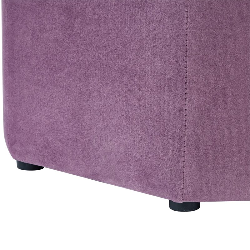 Maklaine Button Tufted Velvet Storage Ottoman in Mauve Finish