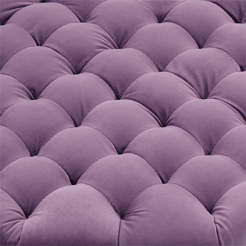 Maklaine Button Tufted Velvet Storage Ottoman in Mauve Finish