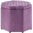 Maklaine Button Tufted Velvet Storage Ottoman in Mauve Finish