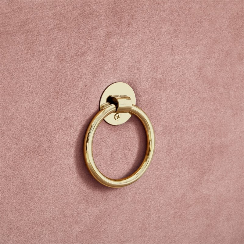 Maklaine Velvet 1pc Storage Ottoman in Blush Pink/Gold Finish