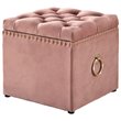Maklaine Velvet 1pc Storage Ottoman in Blush Pink/Gold Finish