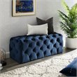 Maklaine Modern Button-Tufted Velvet Bench in Navy Blue Finish