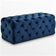 Maklaine Modern Button-Tufted Velvet Bench in Navy Blue Finish