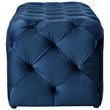 Maklaine Modern Button-Tufted Velvet Bench in Navy Blue Finish