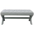 Maklaine Tufted Linen Fabric Bench with Nailhead Trim in Light Gray