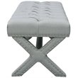 Maklaine Tufted Linen Fabric Bench with Nailhead Trim in Light Gray