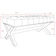 Maklaine Tufted Linen Fabric Bench with Nailhead Trim in Light Gray