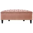 Maklaine Velvet Upholstered Half Moon Storage Ottoman in Blush Pink