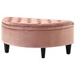 Maklaine Velvet Upholstered Half Moon Storage Ottoman in Blush Pink