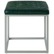 Maklaine Tufted Faux Leather Cube Ottoman with Metal Frame in Green