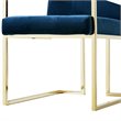 Maklaine Button Tufted Velvet Dining Chair Navy Blue/Gold (Set of 2)