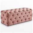 Maklaine Modern Button-Tufted Velvet Bench in Blush Pink Finish