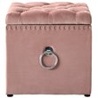 Maklaine Velvet 1Pc Storage Ottoman in Blush Pink/Chrome Finish