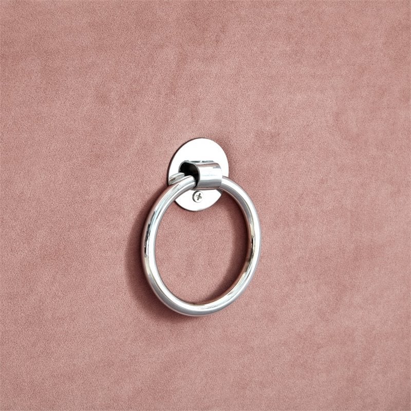 Maklaine Velvet 1Pc Storage Ottoman in Blush Pink/Chrome Finish