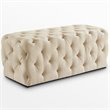 Maklaine Modern Button-Tufted Linen Fabric Bench in Beige Finish