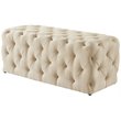 Maklaine Modern Button-Tufted Linen Fabric Bench in Beige Finish