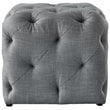 Maklaine Modern Linen Fabric Square Ottoman in Light Gray Finish