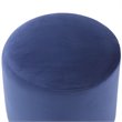 Maklaine Velvet Round Ottoman with Metal Base in Blue/Gold Finish