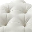 Maklaine Modern Linen Fabric Square Ottoman in Cream/White Finish