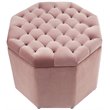 Maklaine Button Tufted Velvet Storage Ottoman in Blush Pink Finish
