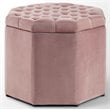 Maklaine Button Tufted Velvet Storage Ottoman in Blush Pink Finish