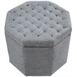 Maklaine Button Tufted Linen Fabric Storage Ottoman in Gray Finish
