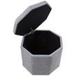 Maklaine Button Tufted Linen Fabric Storage Ottoman in Gray Finish