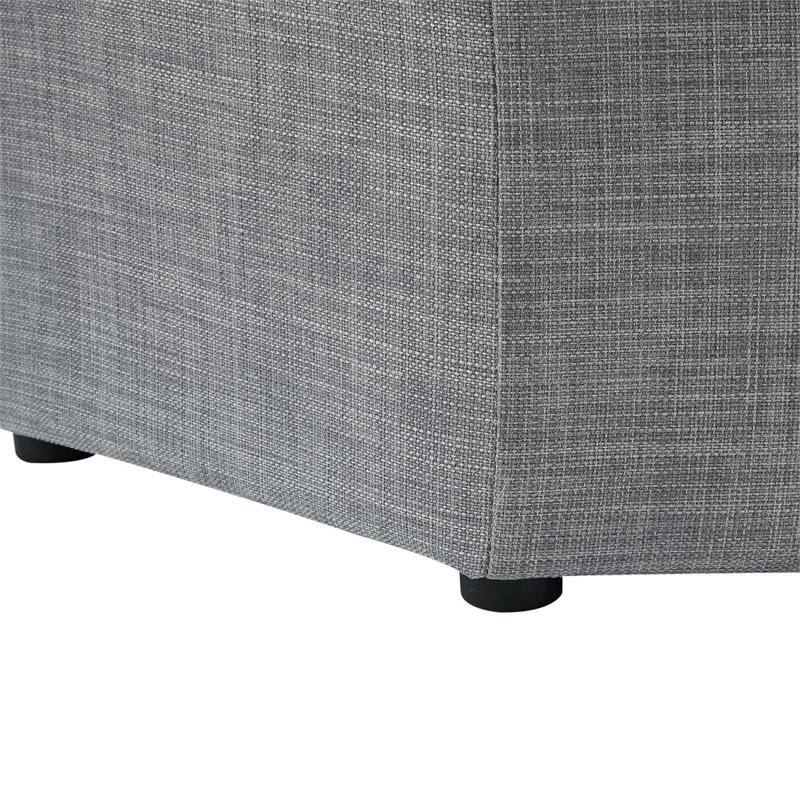 Maklaine Button Tufted Linen Fabric Storage Ottoman in Gray Finish
