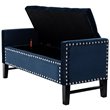 Maklaine Tufted Velvet Storage Bench with Nailhead Trim in Navy Blue