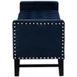 Maklaine Tufted Velvet Storage Bench with Nailhead Trim in Navy Blue