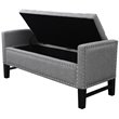 Maklaine Linen Fabric Storage Bench with Nailhead Trim in Light Gray