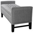 Maklaine Linen Fabric Storage Bench with Nailhead Trim in Light Gray