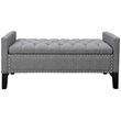 Maklaine Linen Fabric Storage Bench with Nailhead Trim in Light Gray