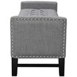 Maklaine Linen Fabric Storage Bench with Nailhead Trim in Light Gray