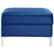 Maklaine Tufted Velvet Storage Ottoman with Chrome Legs in Navy Blue