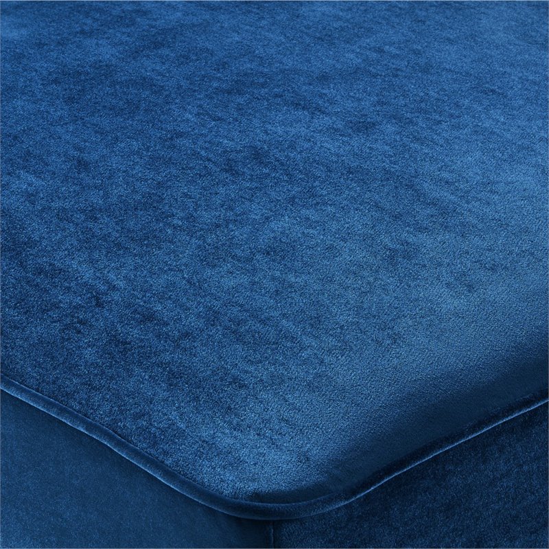 Maklaine Tufted Velvet Storage Ottoman with Chrome Legs in Navy Blue