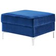 Maklaine Tufted Velvet Storage Ottoman with Chrome Legs in Navy Blue