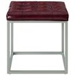Maklaine Tufted Faux Leather Cube Ottoman with Metal Frame in Purple