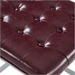 Maklaine Tufted Faux Leather Cube Ottoman with Metal Frame in Purple