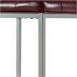 Maklaine Tufted Faux Leather Cube Ottoman with Metal Frame in Purple