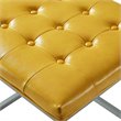 Maklaine Tufted Faux Leather Cube Ottoman with Metal Frame in Yellow