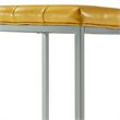 Maklaine Tufted Faux Leather Cube Ottoman with Metal Frame in Yellow